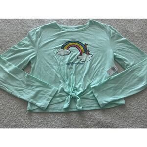 Walt Disney Resort Girls Jeweled Rainbow Chip N‎ Dale Green Long Sleeve Sz 14 XL